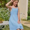 51OQUuvV3gL.jpg Girls' Dress Square Neck Summer Tie Back Spaghetti Straps Elegant Chiffon A-line Party Dress 7-14 Years