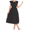 51YbHLrr2kL.jpg Girls Summer Dresses Ruffle Sleeve Dress A Line Swing Belted Casual Solid Color Party Dress 6-14 Years