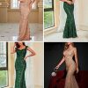Formal Dress Sequin Fishtail Sleeveless 1920s Gatsby Cocktail Prom Elegant Maxi Evening Gowns for Women