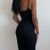 Women's Maxi Bodycon Dress Sexy Spaghetti Strap Sleeveless Tight Slip Long Dresses 2023