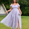 Womens Wedding Guest 2025 Elegant Classy Off The Shoulder Dress Floral Sleeveless Tulle Split Cocktail Party Maxi Dresses