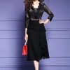 51kappX0TL.jpg Women Elegant Cocktail Party Dress Ruffles Lace Midi Dresses Fashionable Appliques Bodycon Formal Evening Guest Outfit