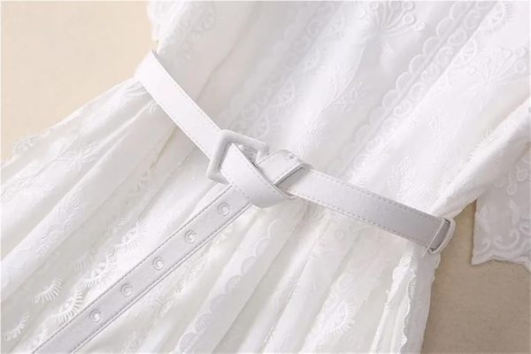 Women's White Vintage Casual Daily Wear Vacation Dresses Flower Embroidery Lace Princess Dress