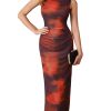 Floral Summer Dresses for Women 2025 Bodycon Sleeveless Midi Dress Side Slit Wedding Cocktail Party Dresses