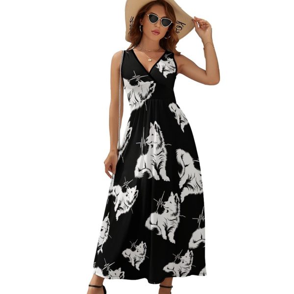 61-XOR6lJNL.jpg Samoyed Dog Womens Casual Sleeveless Dress Maxi Long Beach Dress Sundress