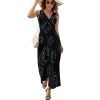 Halloween Black Witch Moon Womens Casual Sleeveless Dress Maxi Long Beach Dress Sundress