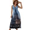 Roman Catholic Santa Maria Salute Venice Italy Womens Casual Sleeveless Dress Maxi Long Beach Dress Sundress