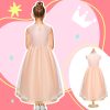 Girls Sequin Flower Dress - Birthday Party Dresses for Girls Age 3-12 Year Old, High-Low Sleeveless Dresses for Kids
