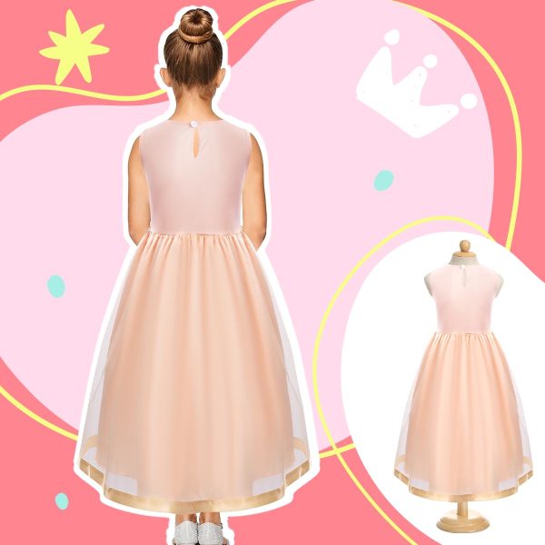Girls Sequin Flower Dress - Birthday Party Dresses for Girls Age 3-12 Year Old, High-Low Sleeveless Dresses for Kids