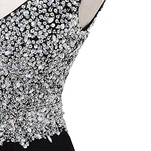 61HDzpBKD6L.jpg Women Formal Beaded Gradient Black Ombre Chiffon Long Prom Evening Dresses