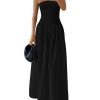 Women 2025 Summer Elegant Strapless Maxi Dress Tube Top Dress A Line Flowy Long Wedding Party Cocktail Dresses