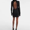 61SlQ1oxnrL.jpg Women's Backless Party Dress - Crisscross Lace-Up Long Sleeve Bodycon Midi Dress