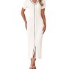Casual Women Spring Dresses 2025 Knit Bodycon Sweater Summer Dress Decorative Button V Neck Long Dress
