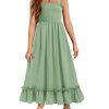 61YBPQFPAOL.jpg Girls Summer Dress Boho Beach Casual Smocked Maxi Dresses 6-13 Years