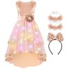 Girls Sequin Flower Dress - Birthday Party Dresses for Girls Age 3-12 Year Old, High-Low Sleeveless Dresses for Kids