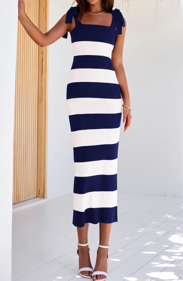 61d2xRUa-TL.jpg Casual Spring Dresses for Women 2025 Sleeveless Spaghetti Strap Striped Maxi Dress Party Beach Long Dress