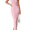 Women's 2025 Summer Bodycon Maxi Dresses Sleeveless Buttons Knit Spring Elegant Wedding Guest Cocktail Dress