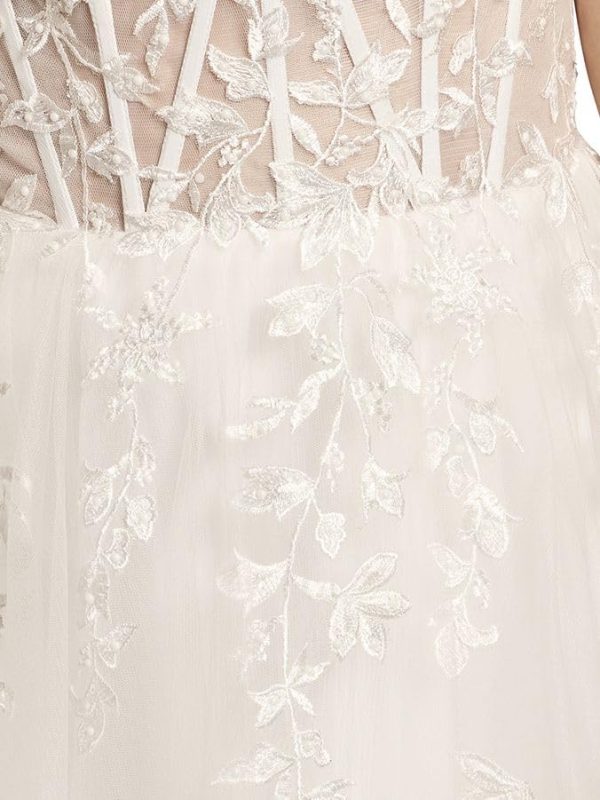 Lace Applique and Tulle Illusion Corset Ball Gown