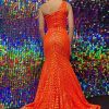 Hot Pink Prom Dresses for Teens Sequin Mermaid One Shoulder Wedding Party Evening Gown Long Sparkly 10