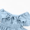 Girls Summer Tie Back Dress Tween Kids Off Shoulder Dresses Size 4-15 Years
