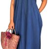 61s-7H2I5gL.jpg Maxi Dresses for Women Sexy Casual Spaghetti Strap Long Summer Sundress with Pockets