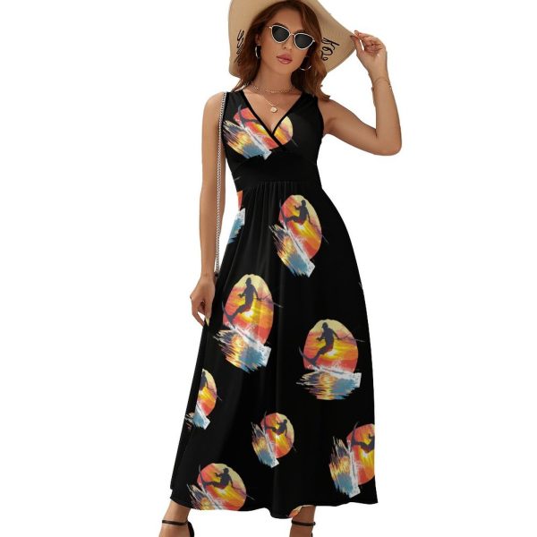 Water Skiing Water Sport Womens Casual Sleeveless Dress Maxi Long Beach Dress Sundress