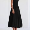 Women's 2025 Summer Strapless Tube Midi Dress Smocked A Line Bubble Long Flowy Casual Elegant Party Dresses