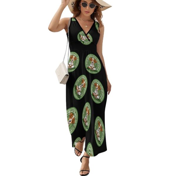 61yONtIB0ML.jpg Calm Meditating Puppy Dog Yoga Mandala Womens Casual Sleeveless Dress Maxi Long Beach Dress Sundress