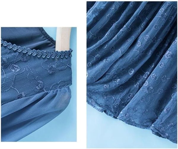 61zbp58VbL.jpg Womens Black Dress Solid Crew Neck Lace Embroidery A Line Midi Beach Holiday Party Dresses