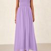 71-ODkHmHkL.jpg Women's Strapless Wedding Guest Maxi Dresses 2025 Summer Trendy Elegant Classy Smocked Tube Long Flowy Sundress