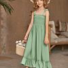713vYOGYZL.jpg Girls Summer Dress Boho Beach Casual Smocked Maxi Dresses 6-13 Years