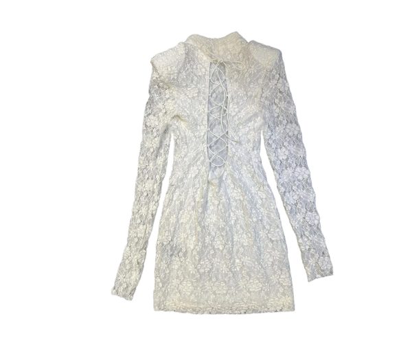 714qO1F2DFL.jpg Women's Backless Party Dress - Crisscross Lace-Up Long Sleeve Bodycon Midi Dress