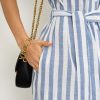 Women's Summer Short Sleeve Striped Shirt Dress Beach Maxi Long Belted Casual Button Down Dress