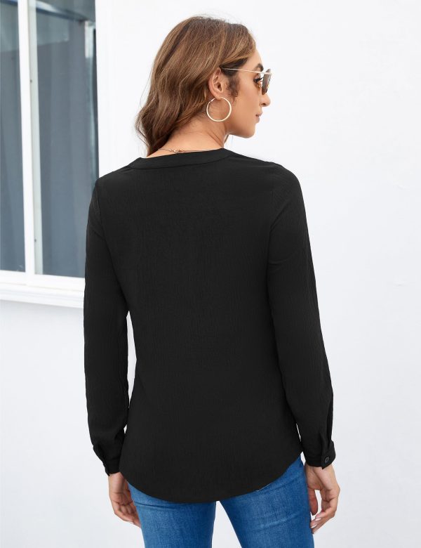 Women's Dressy Casual Blouses Business Long Sleeve Shirts V Neck Work Tops Fall Fashion 2025