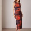 Floral Summer Dresses for Women 2025 Bodycon Sleeveless Midi Dress Side Slit Wedding Cocktail Party Dresses