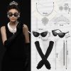 6 Pieces 1920s Accessories for Women Halloween Costume Set Pearl Dangle Pendant Necklace Earrings
