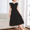 71HDGNCJ4CL.jpg Girls Summer Dresses Ruffle Sleeve Dress A Line Swing Belted Casual Solid Color Party Dress 6-14 Years