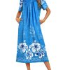 Women's House Dress with Pockets Long Nightgowns for Women House Dress Pleated Front Moo Moos for Women S-XXXL