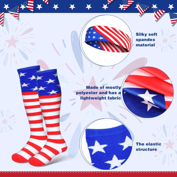 71LxWjjzXoL.jpg American Flag Dress Set for Women Include Patriotic Flag Dress American Flag Socks Bandana for 4th of July