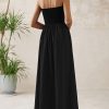 Women 2025 Summer Elegant Strapless Maxi Dress Tube Top Dress A Line Flowy Long Wedding Party Cocktail Dresses