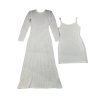71PHrOwxY4L.jpg Women's Silk Knit O-Neck Dress - Slim Fit Spaghetti Strap Lining Maxi Evening Dress