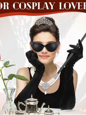 6 Pieces 1920s Accessories for Women Halloween Costume Set Pearl Dangle Pendant Necklace Earrings