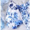 Girl's Summer Floral Bow Front Puff Sleeve Dress Shirred Tiered Ruffle Hem A Line Long Dress