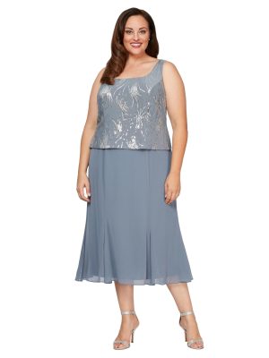 Women's Tea Length Mother of The Bride Jacket Dress, Formal Events, Wedding Guest (Plus Size)