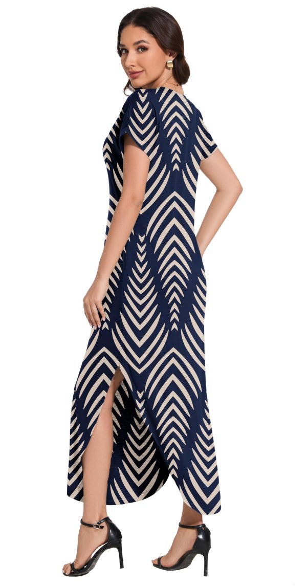 Women Summer Long Sundress Crewneck Short Sleeve Maxi Dress 2025 Casual Loose Beach Dress with Pockets