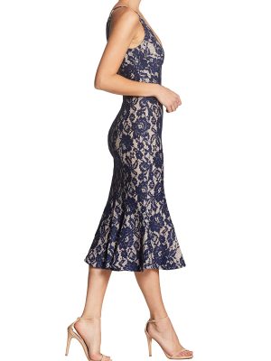 Women's Isabelle Plunging Spaghetti Strap Mermaid Fitted Midi Dress