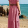 Girls Summer Maxi Dress Short Sleeve Crew Neck Casual Loose Flowy Tiered Dresses with Pockets for 6-12 Y