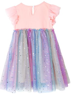 Girl Easter Dresses Short Ruffle Sleeve Cotton Tulle Tutu Birthday Party Dresses
