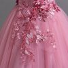 Flower Girl's Long Dress Kids Lace Princess Puff Dress Wedding Birthday Party Dress 3390