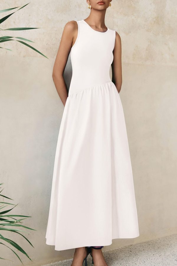 71oCWhirY8L.jpg Women's Maxi Sundress Casual Summer 2025 Sleeveless Asymmetrical Drop Waist Patchwork Long Flowy Tank Dresses